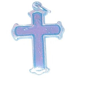 Silver Cross with Purple Stained Glass